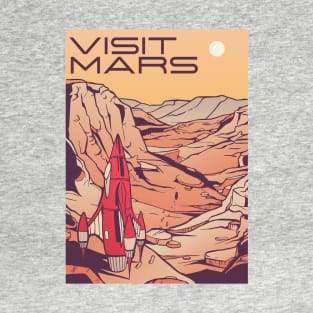 "Visit Mars" Mars Landscape Retro Travel Design T-Shirt